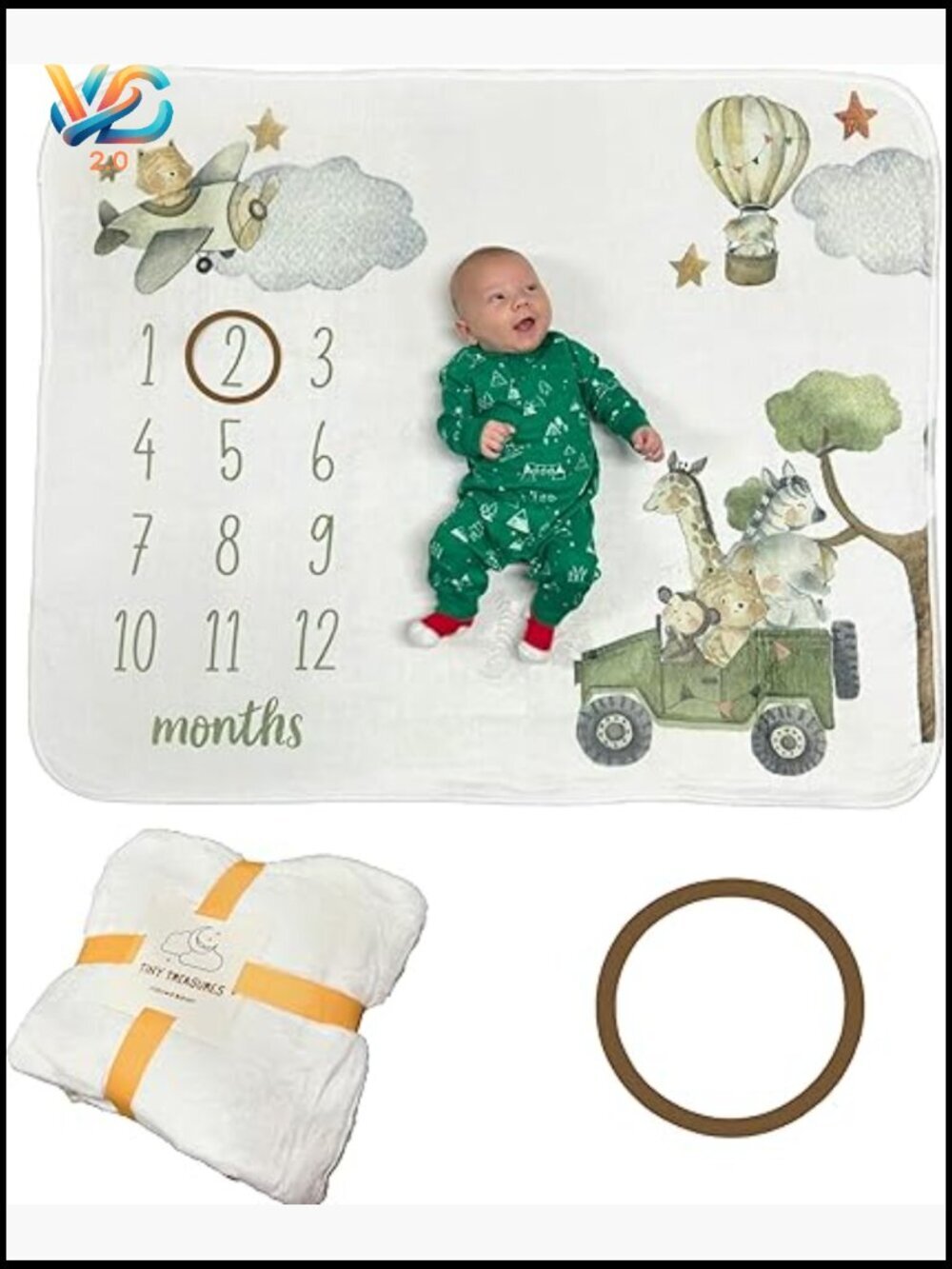 Baby Milestone Blanket Soft Fleece Safari Design Newborn Photography Backdrop